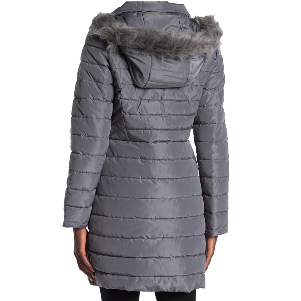 KENNETH COLE Faux Fur Trimmed Hooded Puffer Jacket - Picture 2 of 13